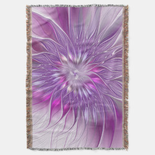 Roze Paarse Bloem Passie Abstract Fractale Kunst Deken