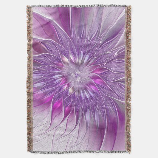 Roze Paarse Bloem Passie Abstract Fractale Kunst Deken (Voorkant Verticaal)