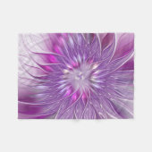 Roze Paarse Bloem Passie Abstract Fractale Kunst Fleece Deken (Voorkant (Horizontaal))