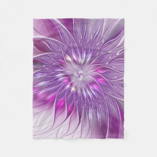 Roze Paarse Bloem Passie Abstract Fractale Kunst Fleece Deken (Voorkant)