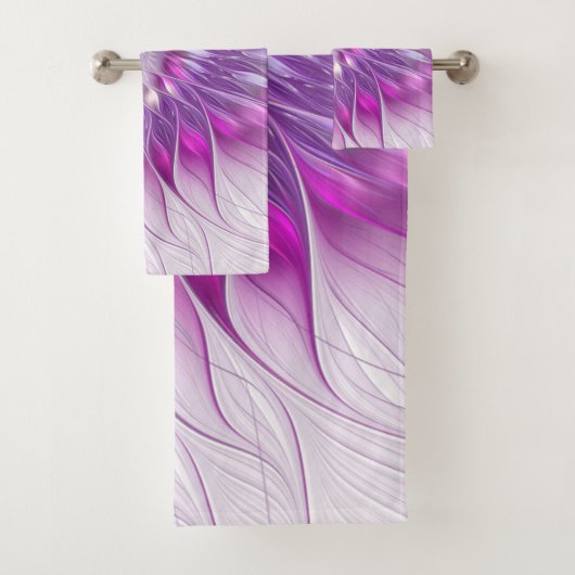 Roze Paarse Bloem Passie Abstracte Fractale Kunst Bad Handdoek (Insitu)
