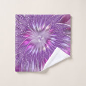 Roze Paarse Bloem Passie Abstracte Fractale Kunst Bad Handdoek (Wasdoekje)
