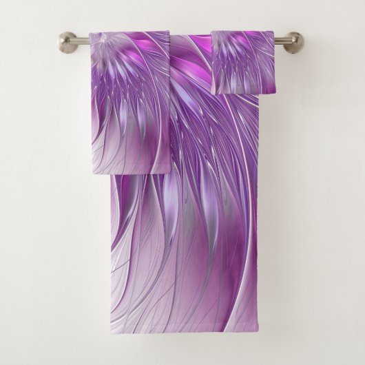 Roze Paarse Bloem Passie Abstracte Fractale Kunst Bad Handdoek (Insitu)