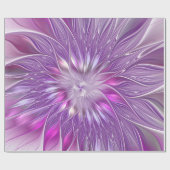 Roze Paarse Bloem Passie Abstracte Fractale Kunst Cadeaupapier (Vlak)