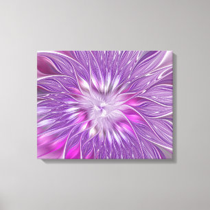 Roze Paarse Bloem Passie Abstracte Fractale Kunst Canvas Afdruk