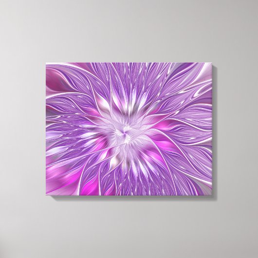 Roze Paarse Bloem Passie Abstracte Fractale Kunst Canvas Afdruk (Voorkant)