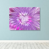 Roze Paarse Bloem Passie Abstracte Fractale Kunst Canvas Afdruk (Insitu (Houten vloer))