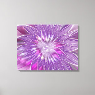 Roze Paarse Bloem Passie Abstracte Fractale Kunst Canvas Afdruk
