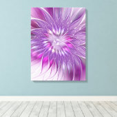 Roze Paarse Bloem Passie Abstracte Fractale Kunst Canvas Afdruk (Insitu (Houten vloer))