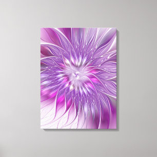 Roze Paarse Bloem Passie Abstracte Fractale Kunst Canvas Afdruk