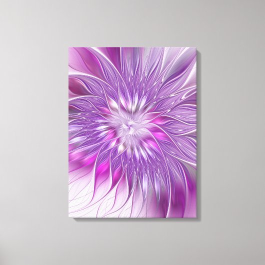 Roze Paarse Bloem Passie Abstracte Fractale Kunst Canvas Afdruk (Voorkant)