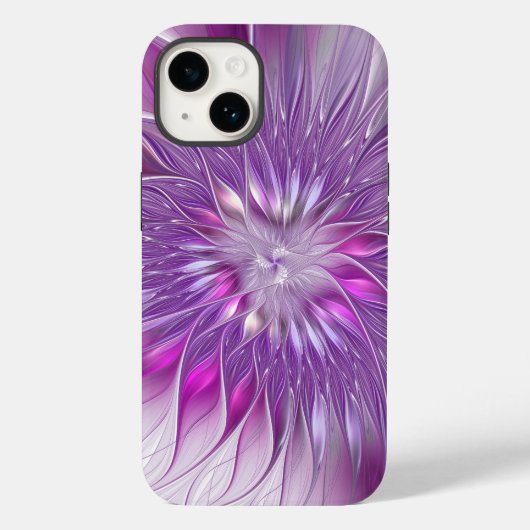 Roze Paarse Bloem Passie Abstracte Fractale Kunst Case-Mate iPhone Case (Achterkant)