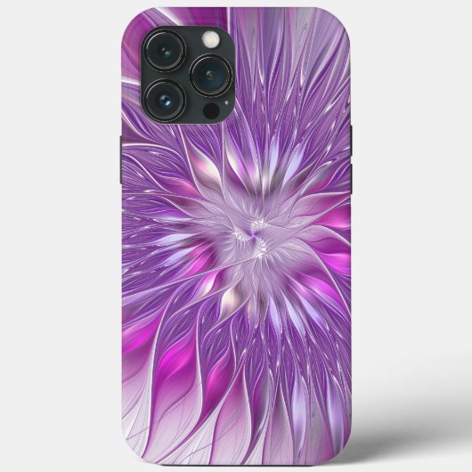 Roze Paarse Bloem Passie Abstracte Fractale Kunst Case-Mate iPhone Case (Achterkant)