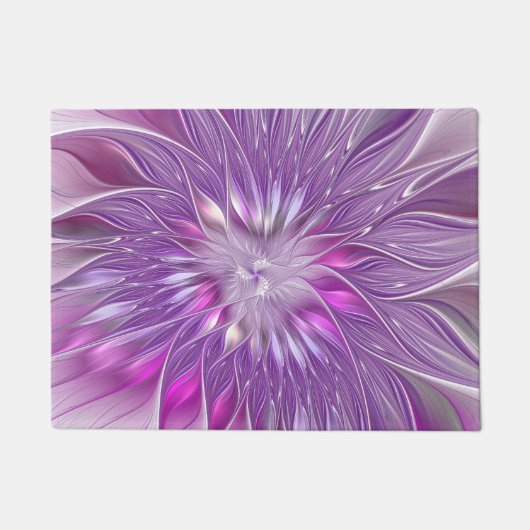 Roze Paarse Bloem Passie Abstracte Fractale Kunst Deurmat (Voorkant)