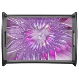 Roze Paarse Bloem Passie Abstracte Fractale Kunst Dienblad