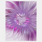 Roze Paarse Bloem Passie Abstracte Fractale Kunst Fleece Deken (Voorkant)