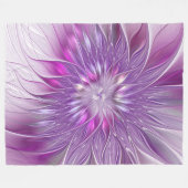 Roze Paarse Bloem Passie Abstracte Fractale Kunst Fleece Deken (Voorkant (Horizontaal))