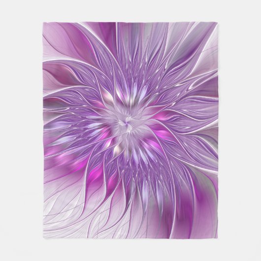 Roze Paarse Bloem Passie Abstracte Fractale Kunst Fleece Deken (Voorkant)