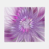 Roze Paarse Bloem Passie Abstracte Fractale Kunst Fleece Deken (Voorkant (Horizontaal))