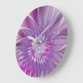 Roze Paarse Bloem Passie Abstracte Fractale Kunst Grote Klok (Hoek)