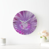Roze Paarse Bloem Passie Abstracte Fractale Kunst Grote Klok (Huis)