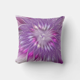 Roze Paarse Bloem Passie Abstracte Fractale Kunst Kussen