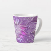 Roze Paarse Bloem Passie Abstracte Fractale Kunst Latte Mok (Rechterhoek)