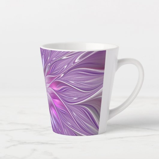 Roze Paarse Bloem Passie Abstracte Fractale Kunst Latte Mok (Rechts)