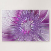 Roze Paarse Bloem Passie Abstracte Fractale Kunst Legpuzzel (Horizontaal)