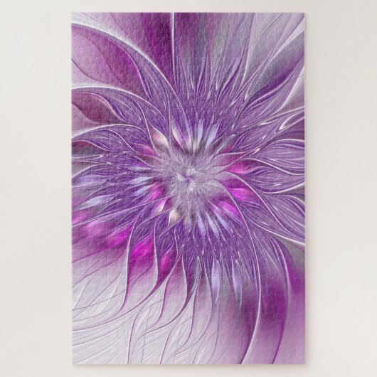 Roze Paarse Bloem Passie Abstracte Fractale Kunst Legpuzzel (Verticaal)
