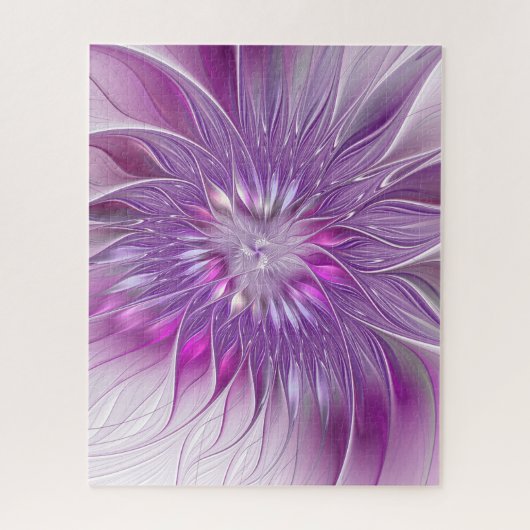 Roze Paarse Bloem Passie Abstracte Fractale Kunst Legpuzzel (Verticaal)