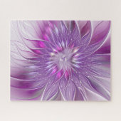 Roze Paarse Bloem Passie Abstracte Fractale Kunst Legpuzzel (Horizontaal)