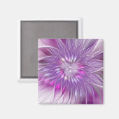 Roze Paarse Bloem Passie Abstracte Fractale Kunst Magneet (Voorkant / Achterkant)