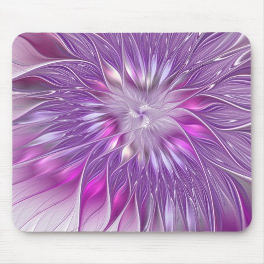Roze Paarse Bloem Passie Abstracte Fractale Kunst Muismat (Voorkant)