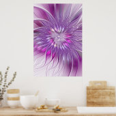 Roze Paarse Bloem Passie Abstracte Fractale Kunst Poster (Keuken)