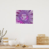 Roze Paarse Bloem Passie Abstracte Fractale Kunst Poster (Keuken)