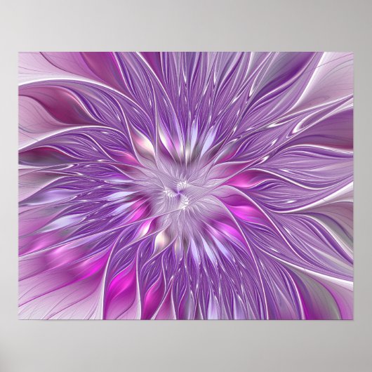 Roze Paarse Bloem Passie Abstracte Fractale Kunst Poster (Voorkant)