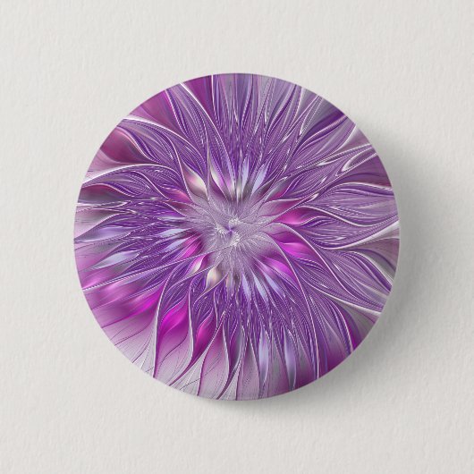 Roze Paarse Bloem Passie Abstracte Fractale Kunst Ronde Button 5,7 Cm (Voorkant)