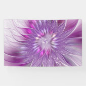 Roze Paarse Bloem Passie Abstracte Fractale Kunst Spandoek (Horizontaal)