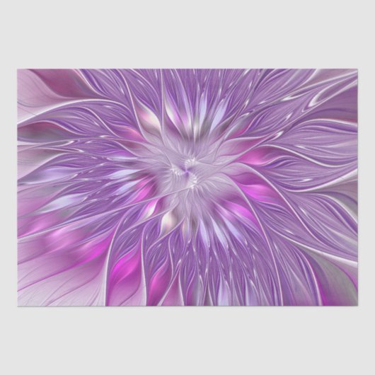 Roze Paarse Bloem Passie Abstracte Fractale Kunst Tissuepapier (Voorkant)