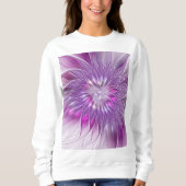 Roze Paarse Bloem Passie Abstracte Fractale Kunst Trui (Voorkant)
