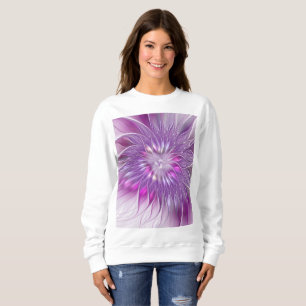 Roze Paarse Bloem Passie Abstracte Fractale Kunst Trui