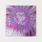 Roze Paarse Bloem Passie Abstracte Fractale Kunst Wandkleed (Voorkant)