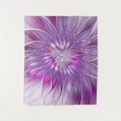 Roze Paarse Bloem Passie Abstracte Fractale Kunst Wandkleed (Voorkant)