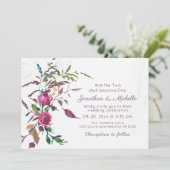 Roze Paarse Bloem Tuin Floral Christelijk bruiloft Kaart (Staand voorkant)