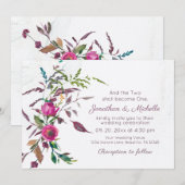 Roze Paarse Bloem Tuin Floral Christelijk bruiloft Kaart (Voorkant / Achterkant)