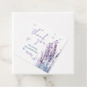 Roze paarse bloem vlinder verjaardag dank u bedankjes labels (In situ)