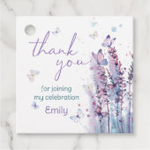 Roze paarse bloem vlinder verjaardag dank u bedankjes labels (Voorkant)