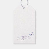 Roze paarse bloem vlinder verjaardag dank u cadeaulabel (Achterkant)