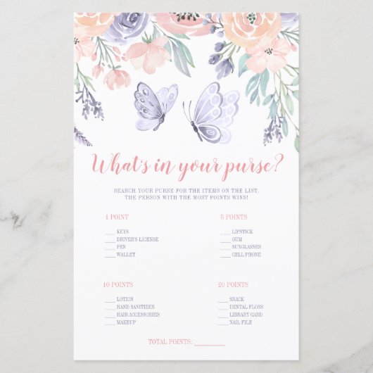 Roze Paarse Bloem Vlinder Wat Zit Er In Je Tas (Voorkant)